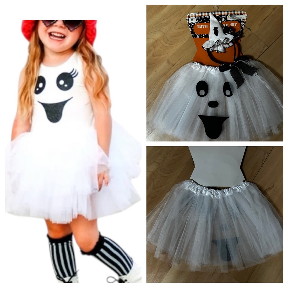 Kids Ghost Costume with Tutu - White and Black